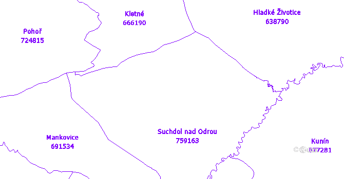 Katastrální mapa Suchdol nad Odrou