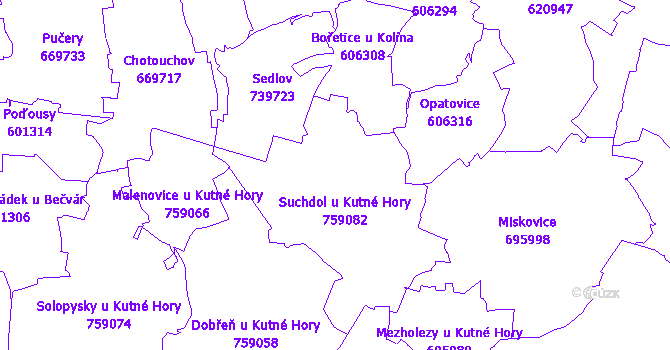 Katastrální mapa Suchdol