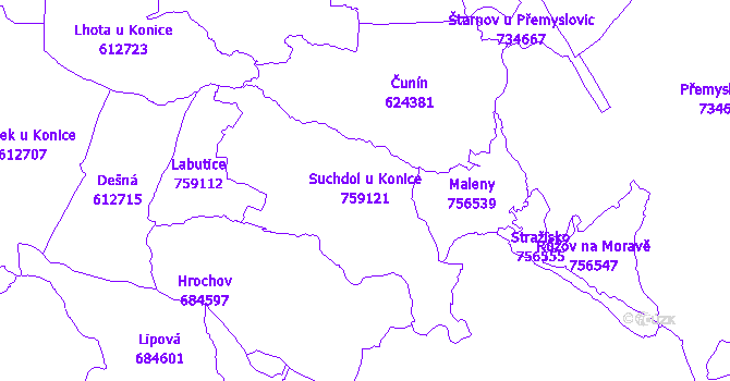Katastrální mapa Suchdol