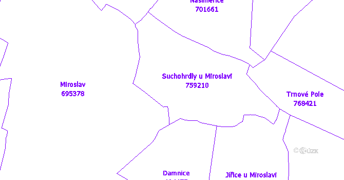 Katastrální mapa Suchohrdly u Miroslavi