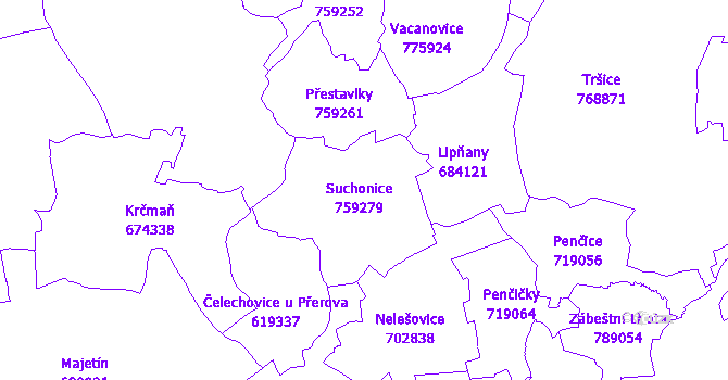 Katastrální mapa Suchonice