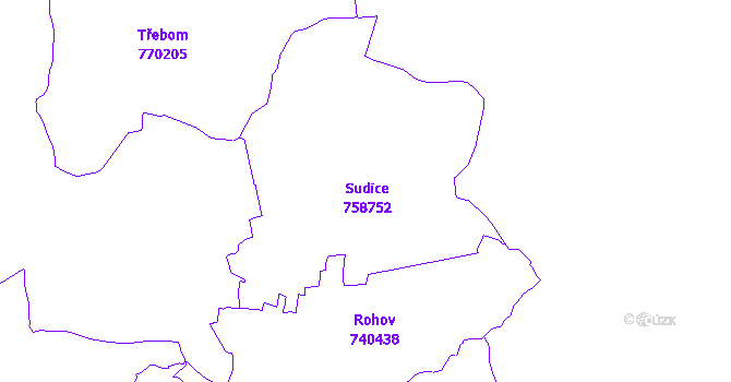 Katastrální mapa Sudice