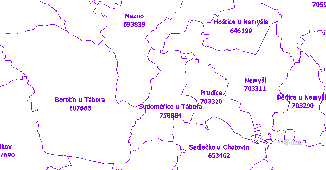 Katastrální mapa Sudoměřice u Tábora