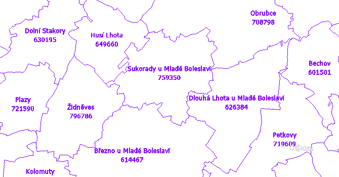 Katastrální mapa Sukorady