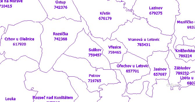 Katastrální mapa Sulíkov