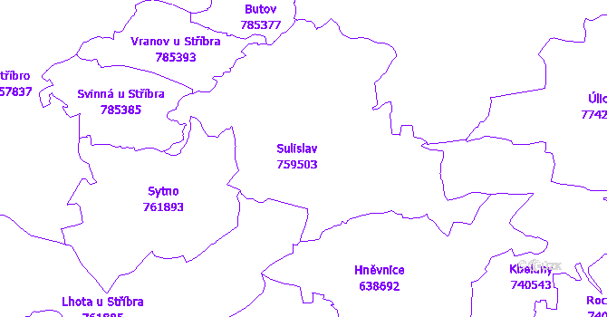 Katastrální mapa Sulislav
