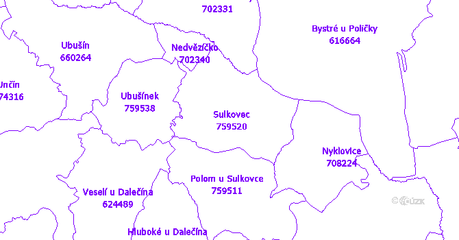 Katastrální mapa Sulkovec