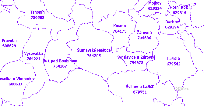 Katastrální mapa Šumavské Hoštice