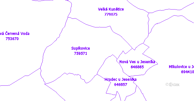 Katastrální mapa Supíkovice