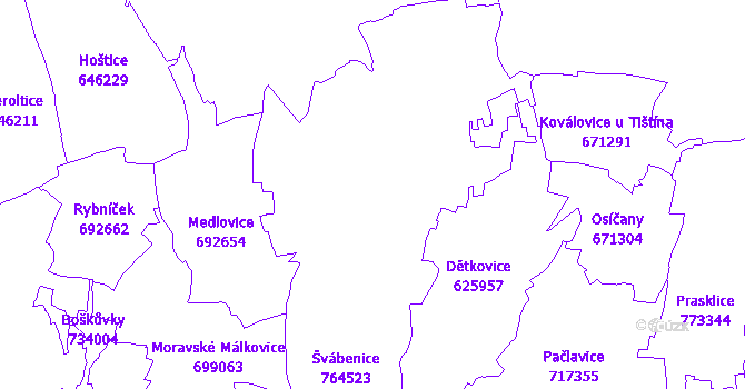 Katastrální mapa Švábenice