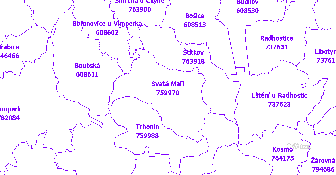 Katastrální mapa Svatá Maří