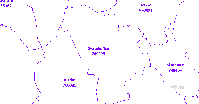 Katastrální mapa Svatobořice-Mistřín