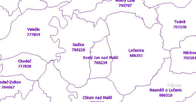 Katastrální mapa Svatý Jan nad Malší