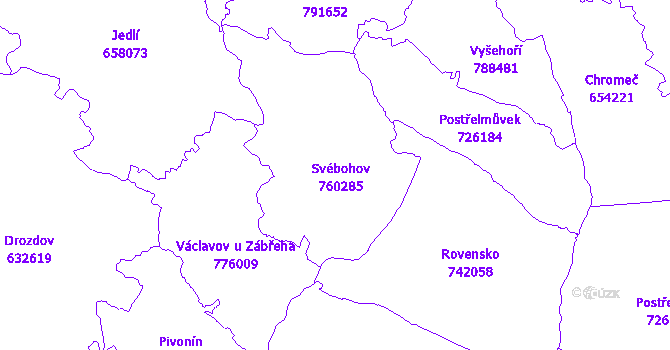 Katastrální mapa Svébohov