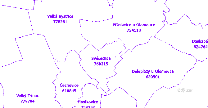 Katastrální mapa Svésedlice