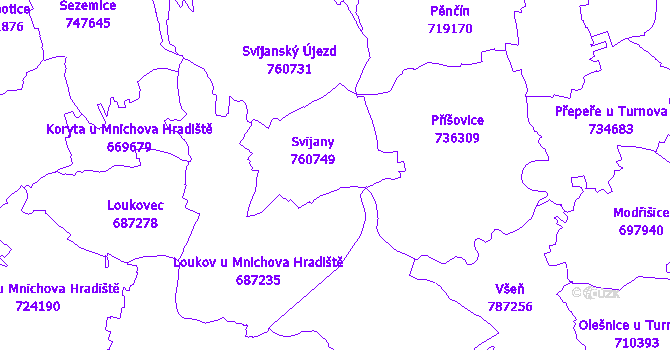 Katastrální mapa Svijany