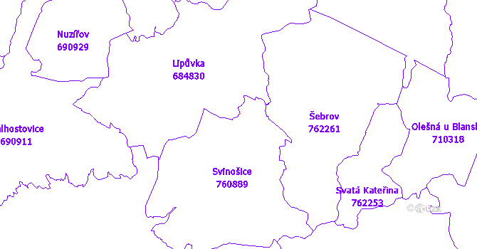 Katastrální mapa Svinošice
