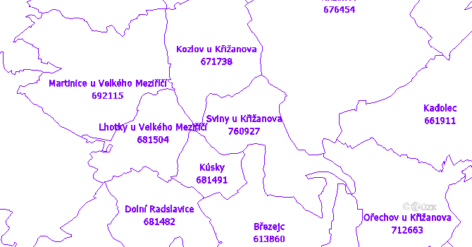 Katastrální mapa Sviny