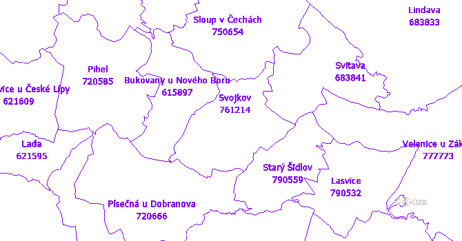 Katastrální mapa Svojkov