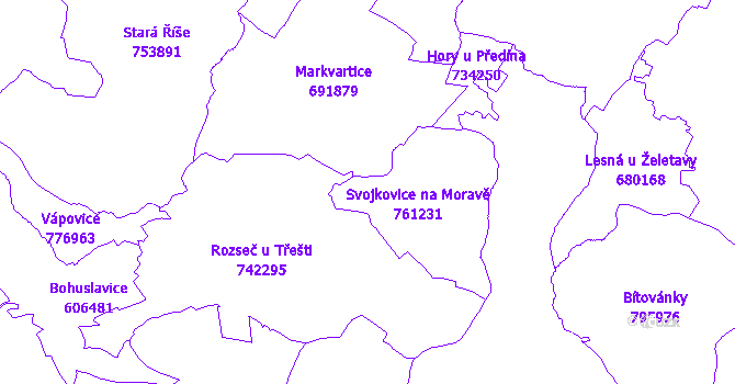 Katastrální mapa Svojkovice