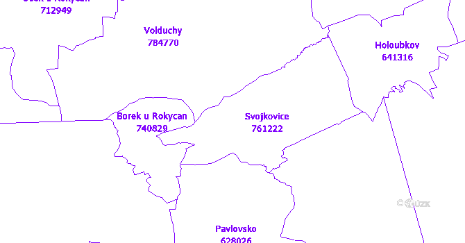 Katastrální mapa Svojkovice