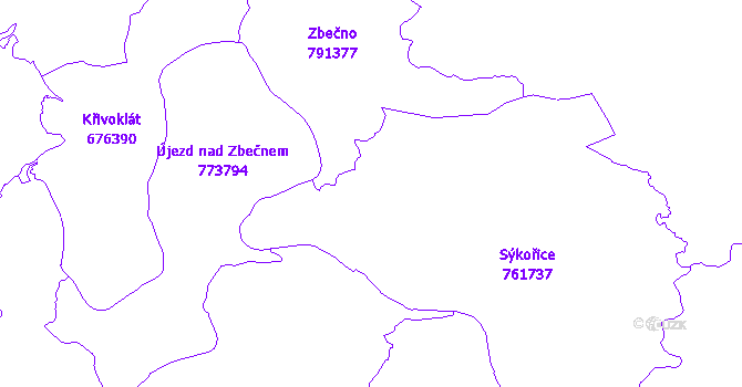 Katastrální mapa Sýkořice