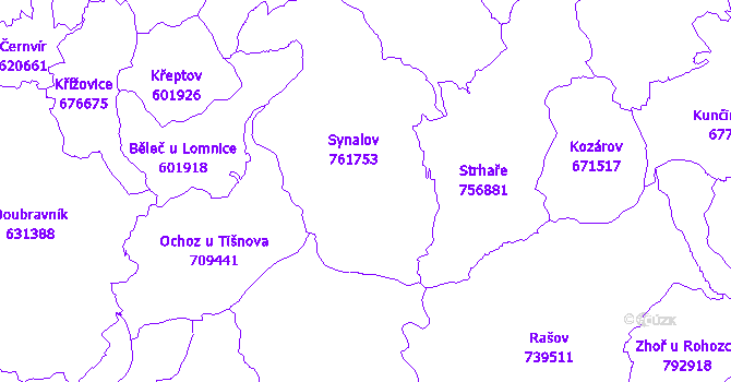 Katastrální mapa Synalov