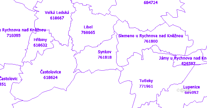 Katastrální mapa Synkov-Slemeno