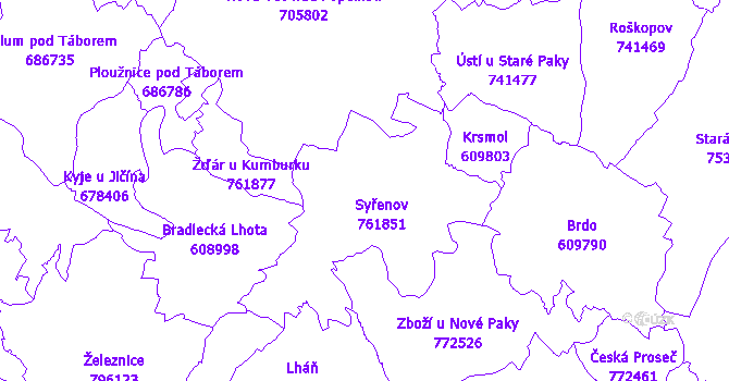 Katastrální mapa Syřenov