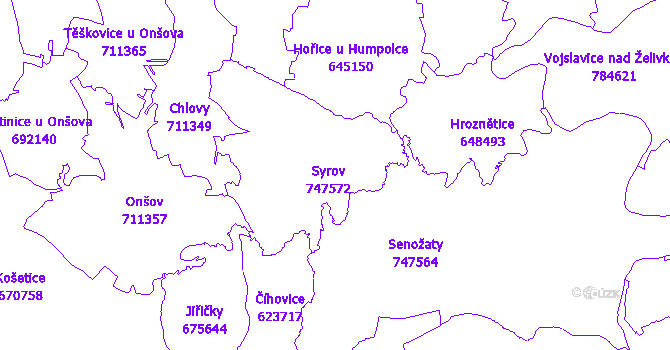 Katastrální mapa Syrov