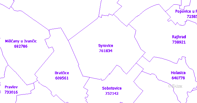 Katastrální mapa Syrovice