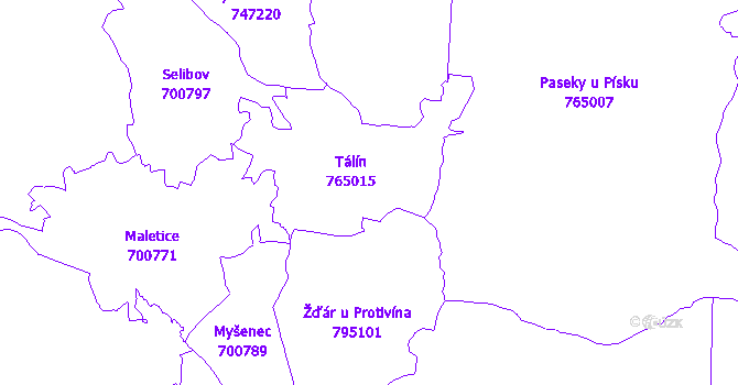 Katastrální mapa Tálín