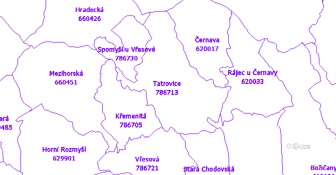 Katastrální mapa Tatrovice