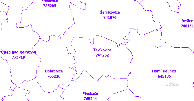 Katastrální mapa Tavíkovice
