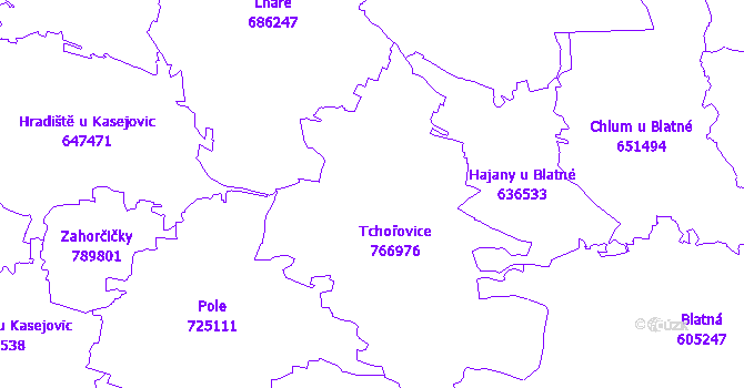 Katastrální mapa Tchořovice