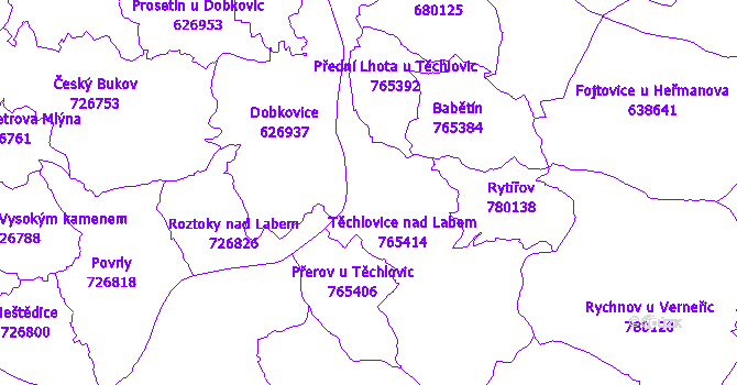 Katastrální mapa Těchlovice