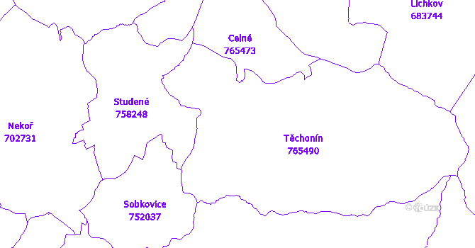 Katastrální mapa Těchonín