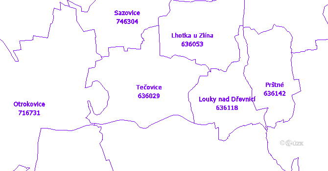 Katastrální mapa Tečovice