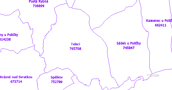 Katastrální mapa Telecí