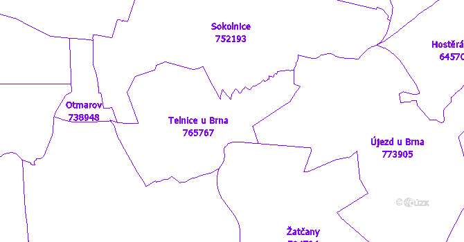 Katastrální mapa Telnice
