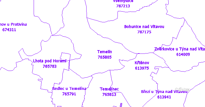 Katastrální mapa Temelín