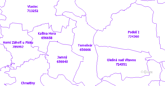 Katastrální mapa Temešvár