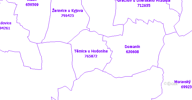 Katastrální mapa Těmice