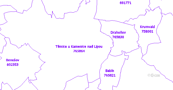 Katastrální mapa Těmice