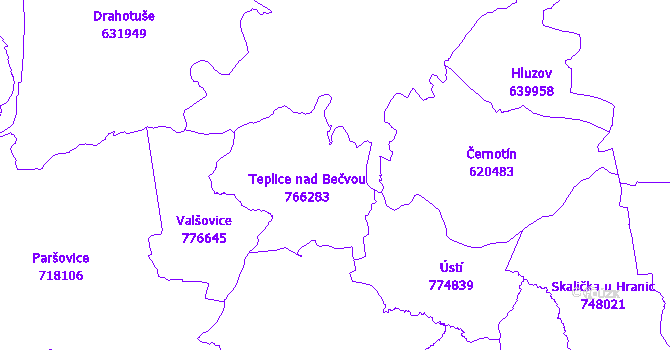 Katastrální mapa Teplice nad Bečvou