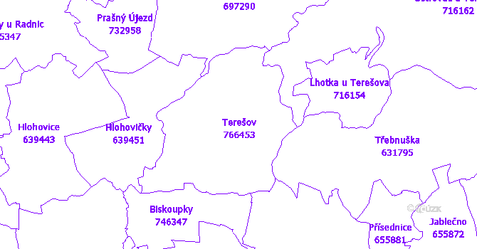 Katastrální mapa Terešov