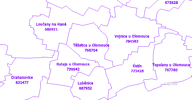Katastrální mapa Těšetice