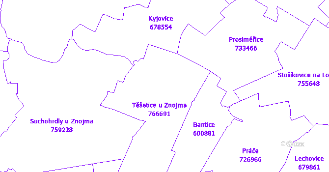 Katastrální mapa Těšetice