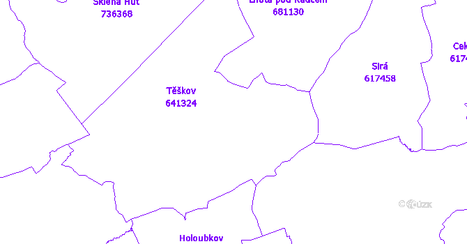 Katastrální mapa Těškov