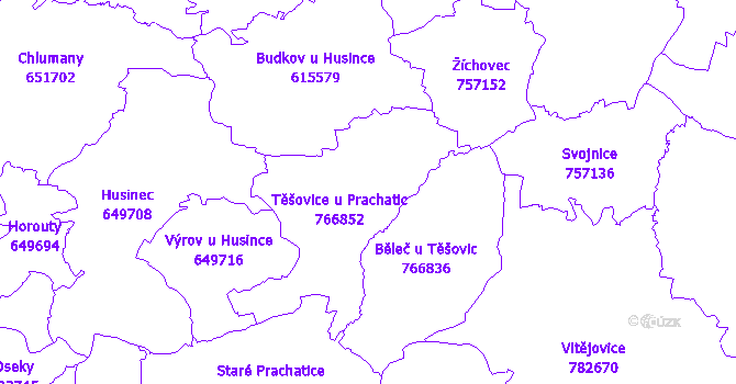 Katastrální mapa Těšovice